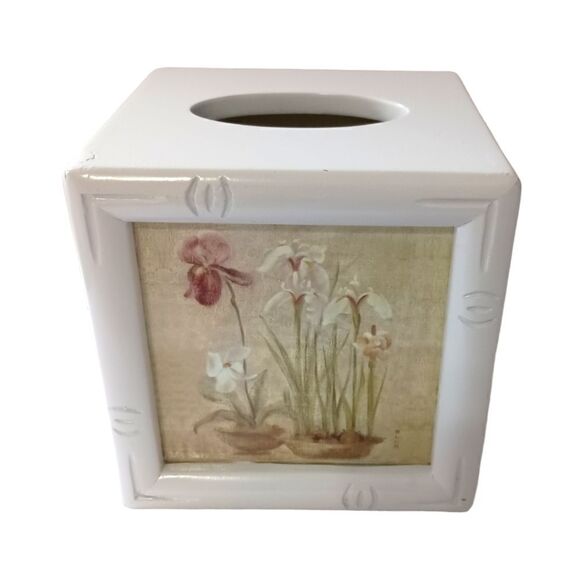 Floral Orchids Narcissus Tissue Box Cover Holder Cottagecore Cheri Blum Vintage. - Picture 10 of 14